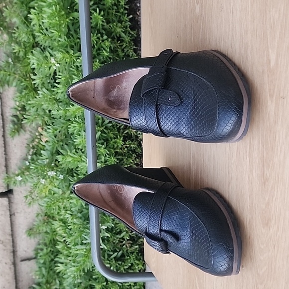 SOUL Naturalizer Women's Hila Loafer Wedge Women' 8.5 Black Snakeskin embossed - Picture 2 of 12